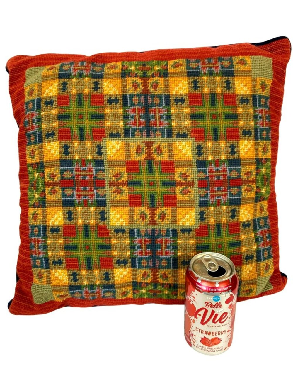Needlepoint Pillow Michaelian Home Wool Abstract Native American South West RARE - Picture 3 of 8
